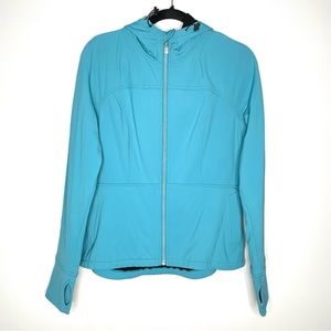 Prana Rockaway Soft Shell Full Zip Hooded Fleece Jacket In Turquoise Blue Size L
